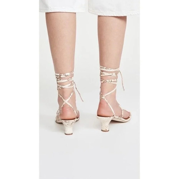 Paris Texas Faded Python Print Wrap Sandals Faded Natural Beige Size 37.5 - Picture 5 of 8